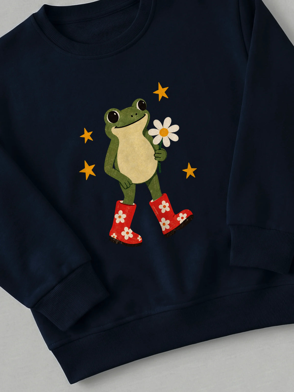 Frog In Boots - Sweatshirt Navy close-up by Tout Est Fichu