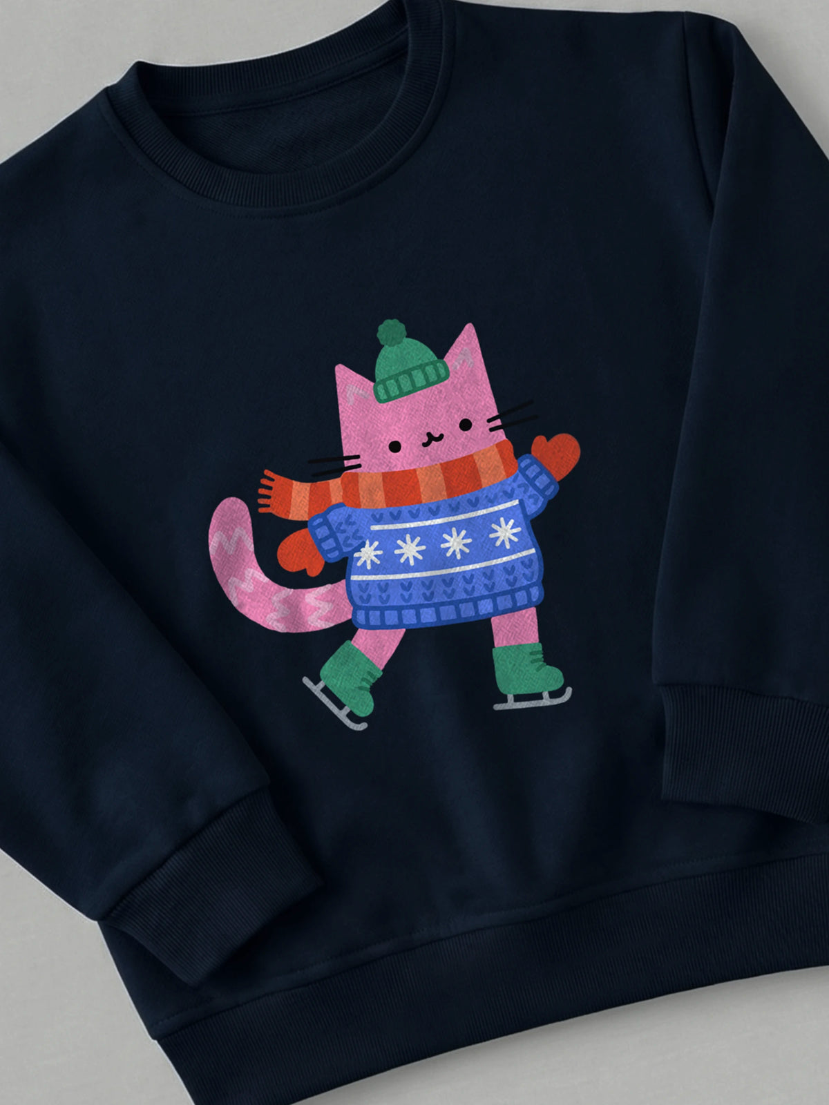 Ice Skate Cat - Sweatshirt in by Tout Est Fichu