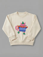Ice Skate Cat - Sweatshirt in Cream by Tout Est Fichu