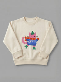 Ice Skate Cat - Sweatshirt in Cream by Tout Est Fichu