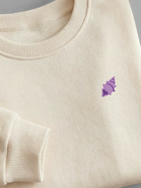 Little Phoenician Minis - Purple Seashell - Sweatshirt Cream close-up by Tout Est Fichu