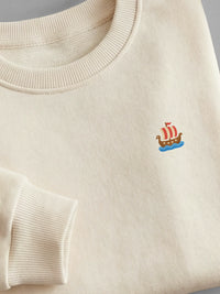 Little Phoenician Minis - Ship - Sweatshirt Cream close-up by Tout Est Fichu