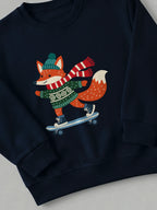 Skater Fox - Sweatshirt Navy close-up by Tout Est Fichu