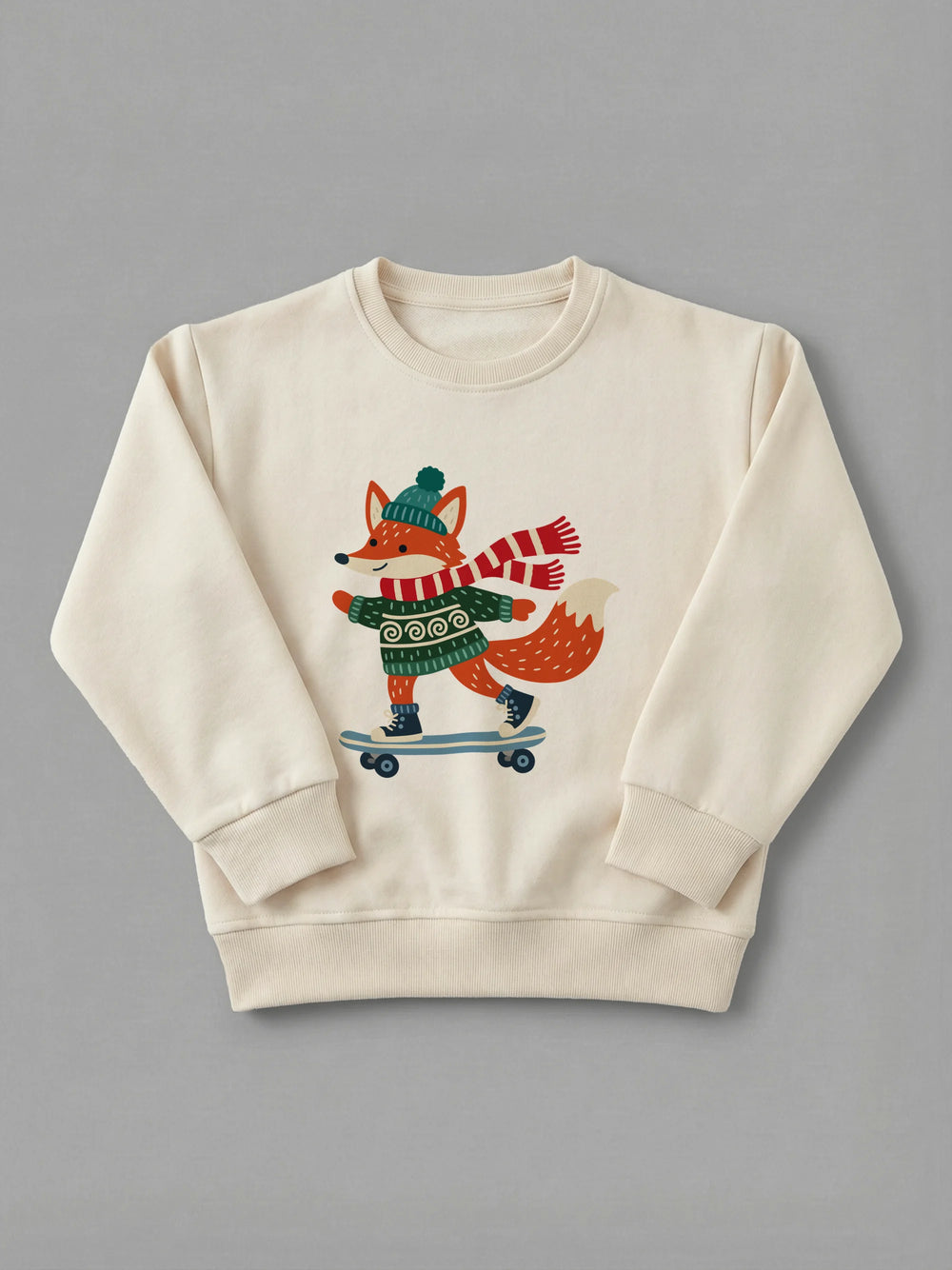 Skater Fox - Sweatshirt Cream by Tout Est Fichu