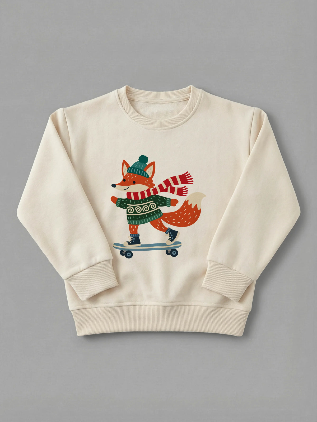 Skater Fox - Sweatshirt Cream by Tout Est Fichu